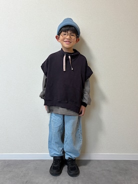 「devirock（デビロック）のアイテム」を使った、mocchirhさん（キッズ・110cm）の秋コーディネート