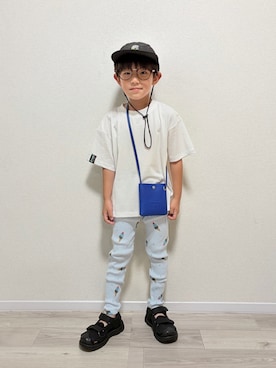 「devirock（デビロック）のアイテム（トップス）」を使った、mocchirhさん（キッズ・110cm）の夏コーディネート