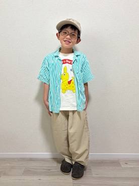 「BREEZE（ブリーズ）のアイテム（パンツ）」を使った、mocchirhさん（キッズ・110cm）の春コーディネート