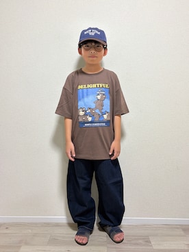 「GU（ジーユー）のアイテム（帽子）」を使った、mocchirhさん（キッズ・132cm）の夏コーディネート