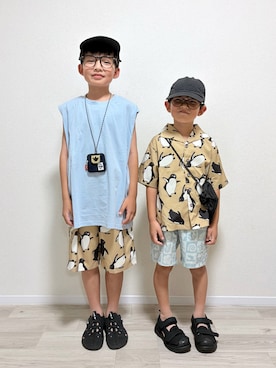 「MAKE YOUR DAY（メイクユアデイ）のアイテム」を使った、mocchirhさん（キッズ・110cm）の夏コーディネート