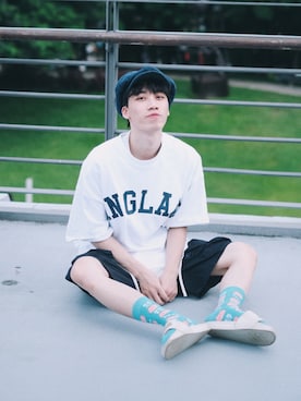 「RADIALL（ラディアル）のアイテム（帽子）」を使った、Jさん（メンズ・174cm）の夏コーディネート