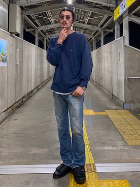 「N.HOOLYWOOD（N.ハリウッド）のアイテム（デニムパンツ）」を使った、matyyyさん（メンズ・184cm）の秋コーディネート