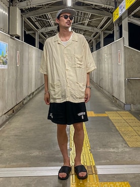 「TENBOX（テンボックス）のアイテム（帽子）」を使った、matyyyさん（メンズ・184cm）の夏コーディネート