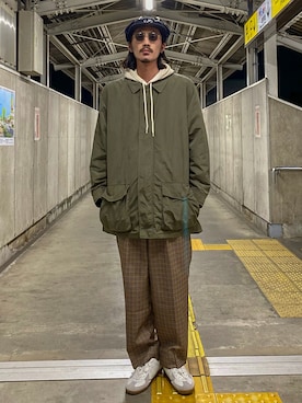 「ジャーマントレーナー」｜「アイテム（ステンカラーコート）」を使った、matyyyさん（メンズ・184cm）の秋コーディネート