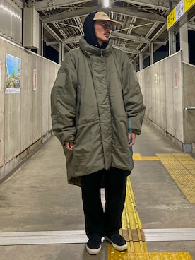 「TENBOX（テンボックス）のアイテム（帽子）」を使った、matyyyさん（メンズ・184cm）の冬コーディネート