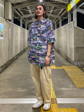 「PERSON'S（パーソンズ）のアイテム（トップス）」を使った、matyyyさん（メンズ・184cm）の夏コーディネート