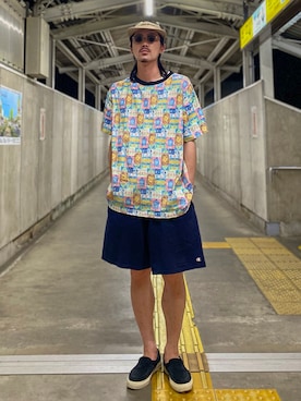 「TENBOX（テンボックス）のアイテム（帽子）」を使った、matyyyさん（メンズ・184cm）の夏コーディネート