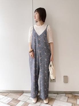 「Crisp（クリスプ）のアイテム（オールインワン・サロペット）」を使った、𝚗𝚊𝚋𝚎さん（レディース・162cm）の夏コーディネート