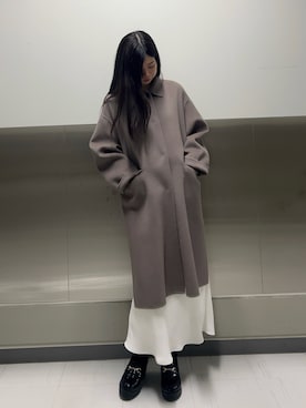 「冬の注目アウター」｜「アイテム（ステンカラーコート）」を使った、Segawaさん（レディース・162cm）の秋コーディネート