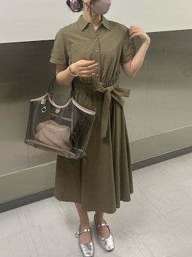 「NOLLEY’S Sophi（ノーリーズソフィ）のウォッシャブルサッカーシャツワンピース（シャツワンピース）」を使った、Segawaさん（レディース・162cm）の夏コーディネート