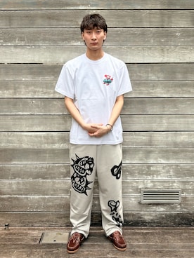 「XLARGE（エクストララージ）のDEAD INK S/S TEE（Tシャツ/カットソー、ホワイト系）」を使った、TOHMAさん（メンズ・173cm）の夏コーディネート
