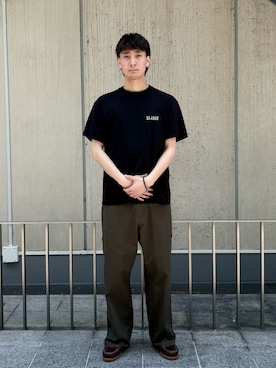 「XLARGE（エクストララージ）のELECTRIC S/S TEE（Tシャツ/カットソー、ブラック系）」を使った、TOHMAさん（メンズ・173cm）の夏コーディネート