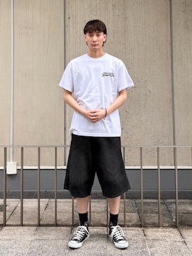 「XLARGE（エクストララージ）のDOG S/S TEE（Tシャツ/カットソー、ホワイト系）」を使った、TOHMAさん（メンズ・173cm）の夏コーディネート