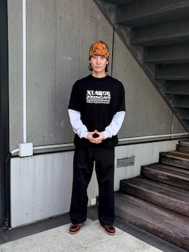 「XLARGE（エクストララージ）のアイテム（パンツ）」を使った、TOHMAさん（メンズ・173cm）の春コーディネート
