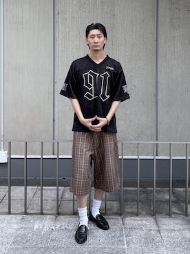 「XLARGE（エクストララージ）の5POCKET SHORT PANTS（その他パンツ、その他）」を使った、TOHMAさん（メンズ・173cm）の夏コーディネート