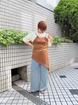 「Remind me and forever（リマインドミーアンドフォーエバー）の【接触冷感】アソート転写Tシャツ（Tシャツ/カットソー、ホワイト系）」を使った、kana18sさん（レディース・158cm）の夏コーディネート