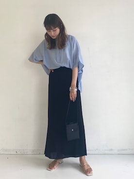 「ブラウスコーデ」｜RIHOさん（レディース・160cm）の夏コーディネート