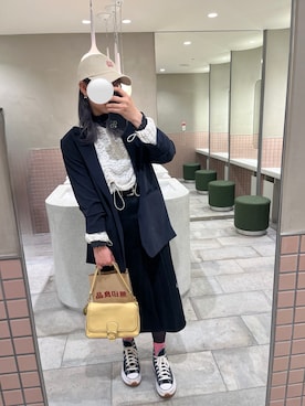 「アイテム（その他トップス、ホワイト系）」を使った、くろさん（レディース・166cm）の春コーディネート