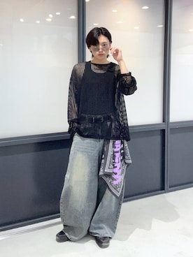 「アイテム（ストール/ショール）」を使った、ゆーごさん（メンズ・177cm・20代）の夏コーディネート