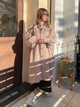 「ECRIRE（エクリール）のアイテム（ステンカラーコート）」を使った、moeさん（レディース・155cm）の冬コーディネート
