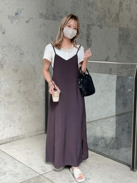 「Adoon plain（アドーンプレーン）のアイテム（ワンピース/ドレス）」を使った、moeさん（レディース・155cm）の夏コーディネート