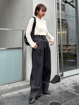 パンツ hem change slit tuck wide denim PT WILLFULLY（ウィルフリー）の「hem change slit tuck wide denim