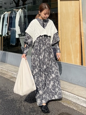 「淡色カジュアル」｜「アイテム（ワンピース/ドレス）」を使った、moeさん（レディース・155cm）の冬コーディネート