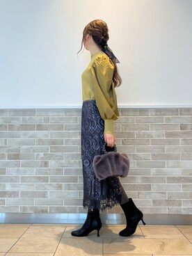 「レース」｜「アイテム（PC・スマホグッズ/家電）」を使った、Wendyさん（レディース・162cm）の秋コーディネート