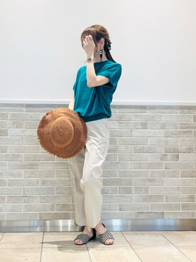 「むぎわら帽子」｜「アイテム（PC・スマホグッズ/家電）」を使った、Wendyさん（レディース・162cm）の春コーディネート