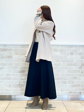 「Te chichi（テチチ）のアイテム（ノーカラーコート）」を使った、Wendyさん（レディース・162cm）の冬コーディネート
