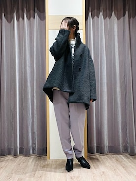 「ラベンダー」｜「アイテム（その他アウター）」を使った、Wendyさん（レディース・162cm）の冬コーディネート