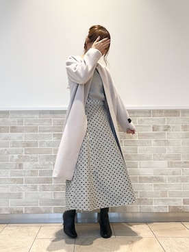 「Te chichi（テチチ）のアイテム（ノーカラーコート）」を使った、Wendyさん（レディース・162cm）の冬コーディネート
