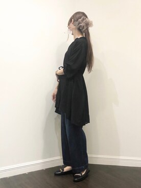 「アイテム（シュシュ、ゴールド系）」を使った、Wendyさん（レディース・162cm）の夏コーディネート