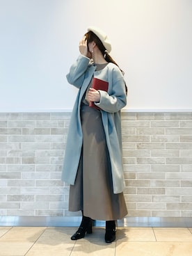 「Te chichi（テチチ）のアイテム（ノーカラーコート）」を使った、Wendyさん（レディース・162cm）の冬コーディネート