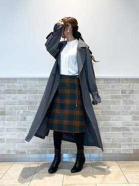 「Te chichi（テチチ）のアイテム（ステンカラーコート）」を使った、Wendyさん（レディース・162cm）の秋コーディネート