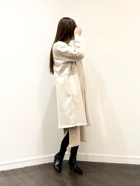 「ファー」｜「アイテム（ノーカラーコート）」を使った、Wendyさん（レディース・162cm）の秋コーディネート