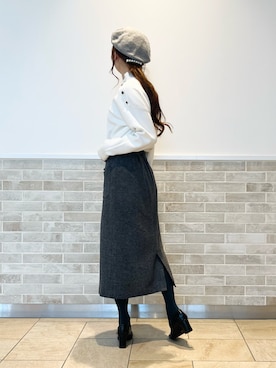 「Te chichi（テチチ）のアイテム（ハンチング/ベレー帽）」を使った、Wendyさん（レディース・162cm）の冬コーディネート