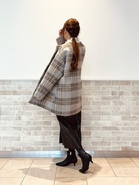「Te chichi（テチチ）のアイテム（ノーカラーコート）」を使った、Wendyさん（レディース・162cm）の秋コーディネート