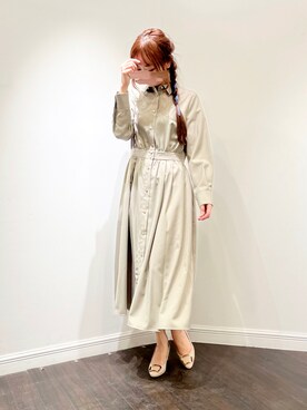 「シャツワンピ」｜「アイテム（PC・スマホグッズ/家電）」を使った、Wendyさん（レディース・162cm）の春コーディネート