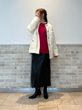 「レザースカート」｜「アイテム（PC・スマホグッズ/家電）」を使った、Wendyさん（レディース・162cm）の秋コーディネート