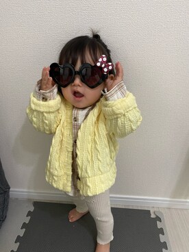 「チェック柄に恋してる」｜「アイテム（レッグウェア）」を使った、なのさん（キッズ・80cm）の冬コーディネート