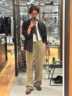 「URBAN RESEARCH（アーバンリサーチ）のWASHABLE WOOL SPORTS JACKET（ブルゾン、ブラック系）」を使った、あべゆーきさん（メンズ・175cm）の春コーディネート