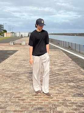「SMELLY（スメリー）のアイテム」を使った、竹内 准哉さん（メンズ・176cm）の夏コーディネート