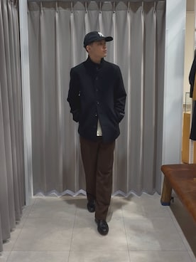 「ウールパンツ」｜「アイテム（ジャケット/アウター）」を使った、竹内 准哉さん（メンズ・176cm）の冬コーディネート