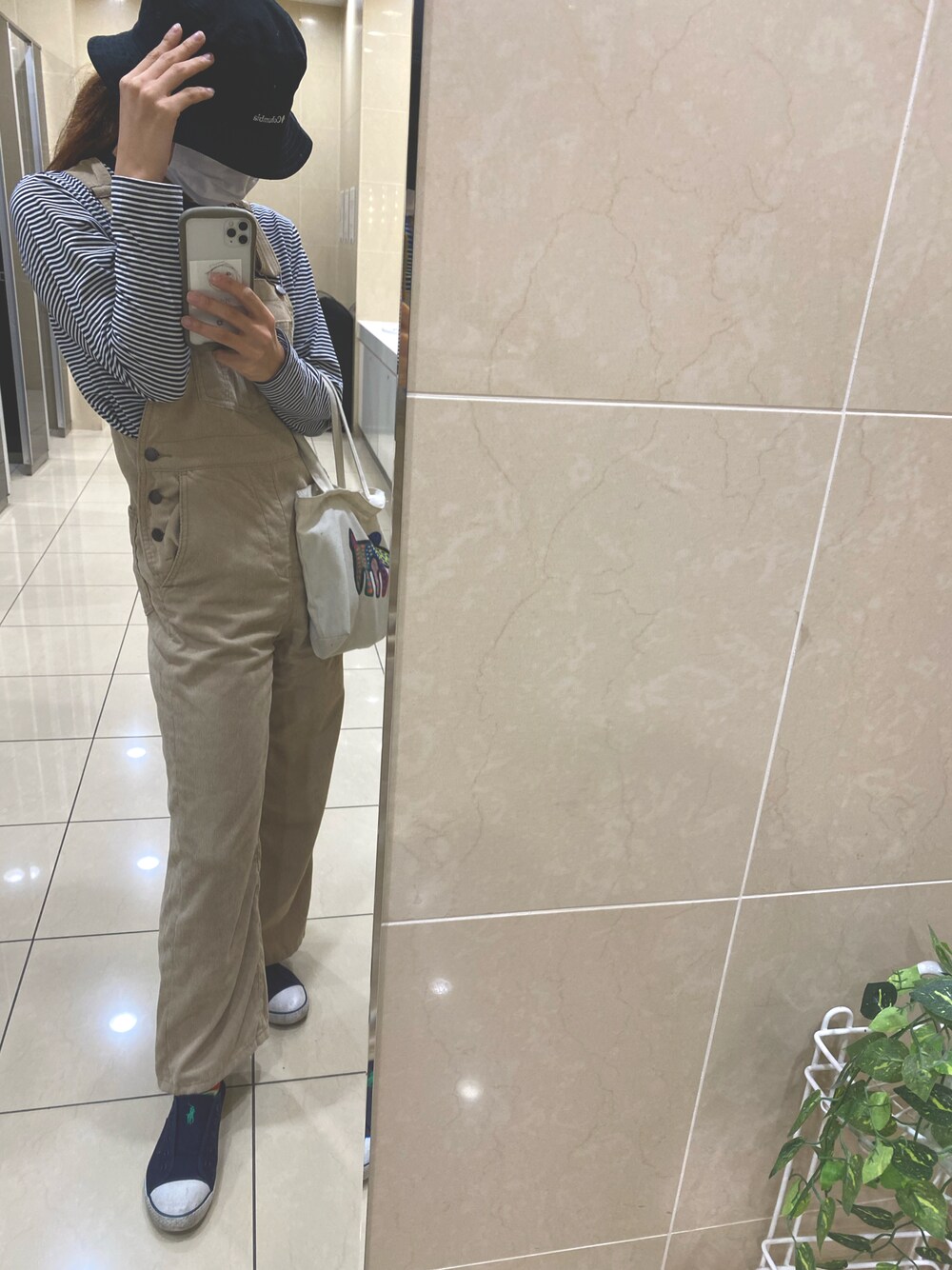 「今日のコーデ、サロペット、春夏コーデ、プチプラコーデ、はるコーデ」｜「POLO RALPH LAURENのアイテム（スニーカー、その他）」を使った、mimimi0502さん（レディース・160cm）の春コーディネートの1枚目の写真