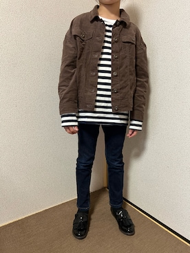 「allolun.（オールオルン）のアイテム（ジャケット/アウター）」を使った、Yu-&Ri-(多忙のため不定期投稿)さん（キッズ・127cm）の秋コーディネート