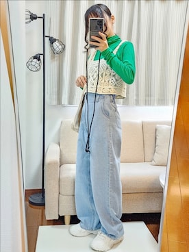 「NEV（ネブ）のアイテム」を使った、文さん（レディース・153cm）の春コーディネート