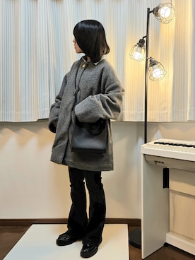「アイテム（ノーカラーコート）」を使った、文さん（レディース・153cm）の秋コーディネート