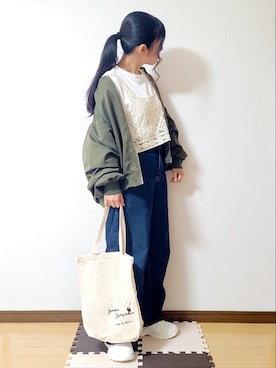 「WEGO（ウィゴー）のアイテム（MA-1）」を使った、文さん（レディース・153cm）の秋コーディネート